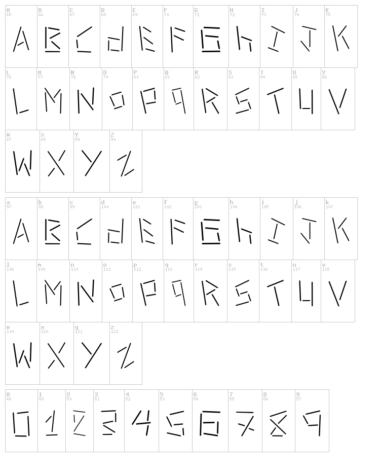 Linerstencil font map